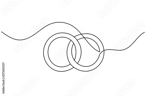 Ring continuous line art depicting a minimalist single line loop illustration on white background with editable stroke vector.