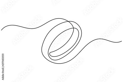 Ring continuous line art depicting a minimalist single line loop illustration on white background with editable stroke vector.