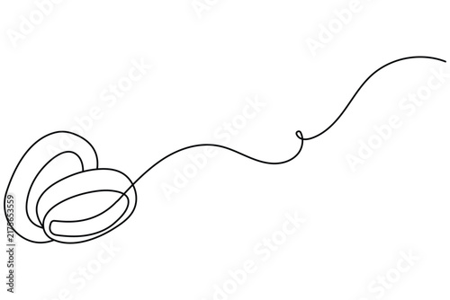 Ring continuous line art depicting a minimalist single line loop illustration on white background with editable stroke vector.