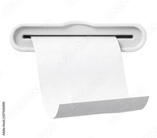 3D rendered coupon dispenser with a blank paper coupon emerging, isolated on transparent background, retail marketing concept for discounts, sales, vouchers, shopping, promotions and rewards