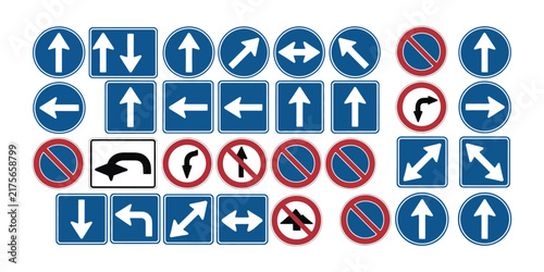 Canvas Print Road Signs featuring mandatory and prohibitory traffic signals for urban navigat