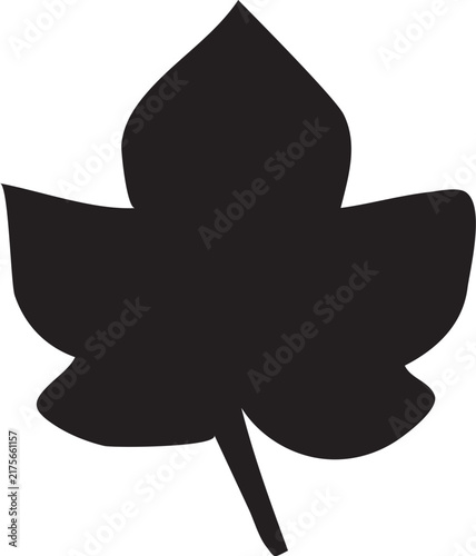 Black leaf silhouette icon maple fig leaf botanical vector isolated on white background