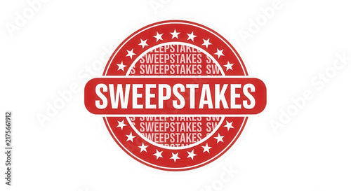 A red and white sweepstakes logo on a white background isolated on transparent background