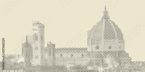 Mosaic low poly Florence Italy skyline vector illustration on beige background
