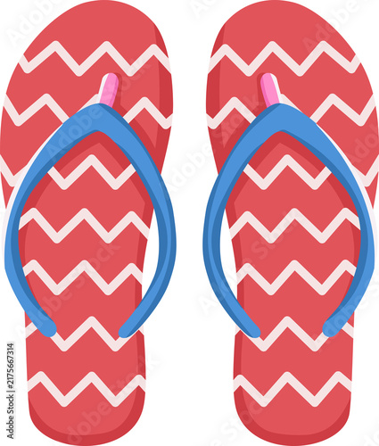 Картината върху платно Pair of Red Slippers with Zigzag Pattern Vector Illustration