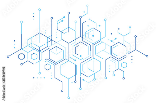 Abstract geometric technology network circuit lines and digital connection vector background.