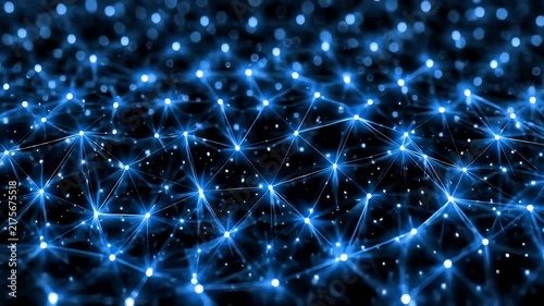 Digital network abstract technology background with Blue Connected Data Points and Futuristic Lines