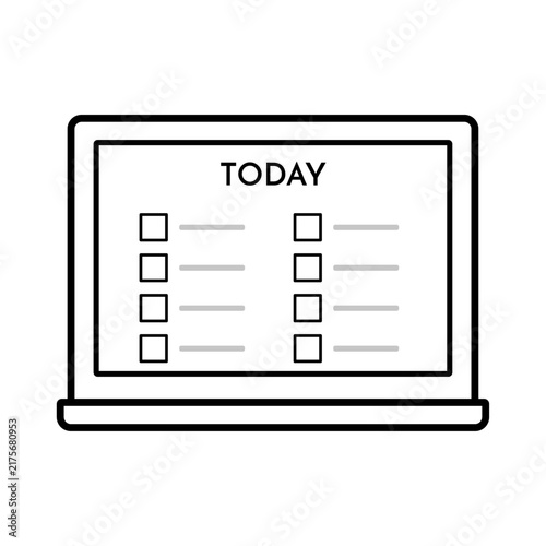 Daily to-do list on laptop screen, task checklist for productivity concept