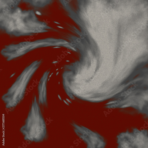 Abstract red and grey swirling vortex with speckled texture and wispy 95 characters