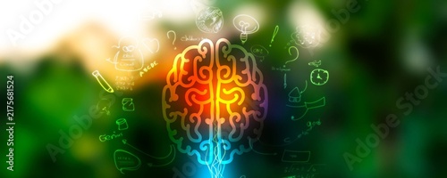 Cuadro en lienzo Vibrant brain glows with intelligent hues