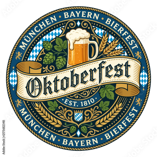 Oktoberfest Munich Bayern Beer Festival Badge Emblem