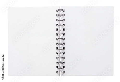 фотографія Open blank spiral notebook isolated on transparent background, white pages and m