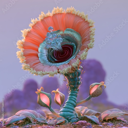Colorful fantasy flower with vibrant petals and whimsical design