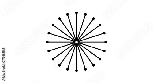 A minimalist black circular graphic design element on a white background