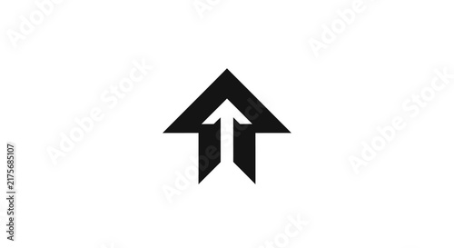 A minimalist black arrow icon pointing upwards on a clean white background