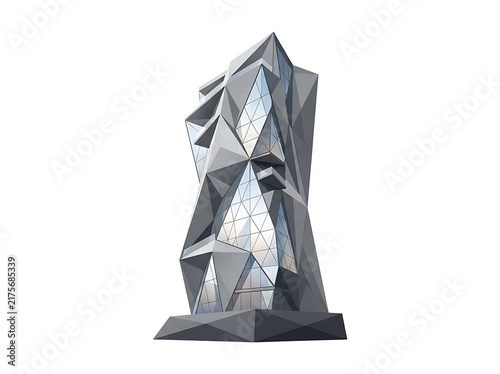 Obraz na płótnie Modern geometric abstract skyscraper isolated on white background
