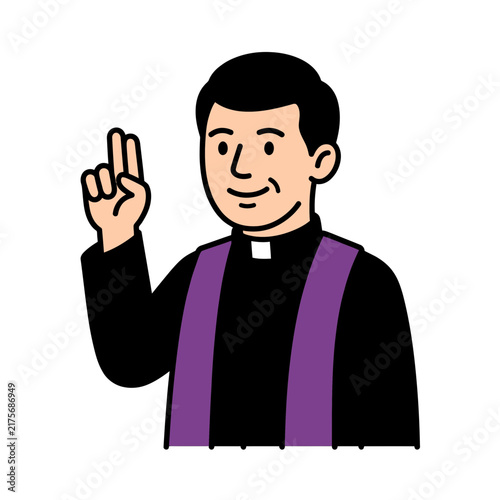 Illustration of a Catholic Priest Giving a Blessing.