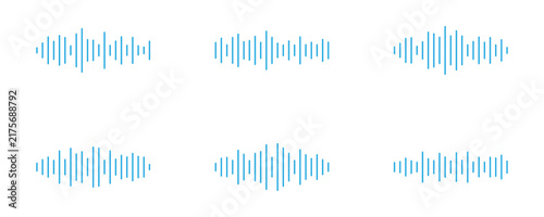 Obraz na płótnie Set of sound wave icon in flat style for audio playback, equalizer settings, or volume levels
