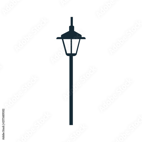 Flat Street Lamp Isolated. Outdoor Lamp Post Flat Design. Modern Street Lamp Flat Icon.