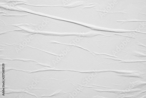 Obraz na płótnie White Crumpled Glued Paper Texture Background for Poster Mockup