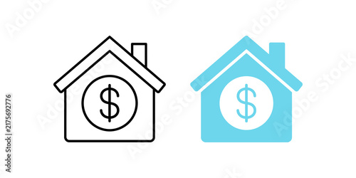 House with dollar sign icon represents real estate investment and home finance.
