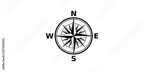 Fotografie Classic compass rose vector black navigation windrose map symbol icon
