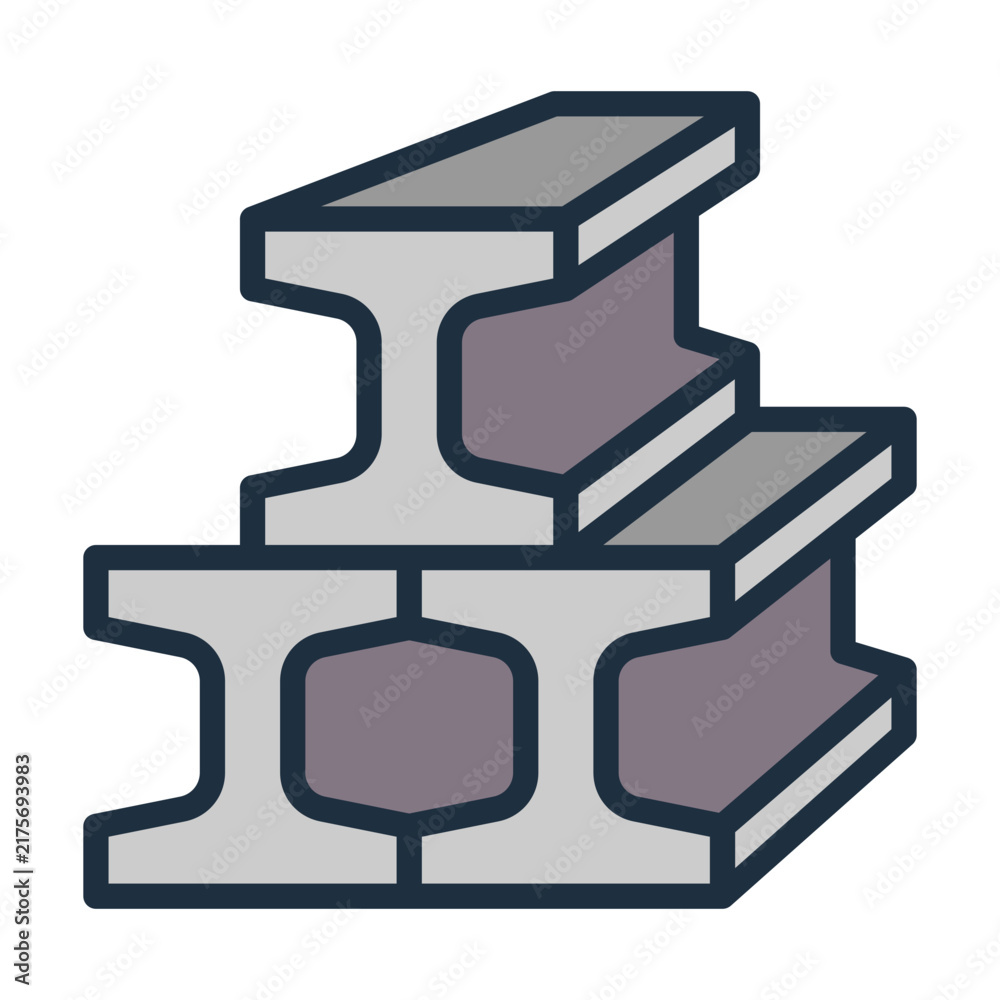 Naklejka premium Steel Beam Icon - Lineal Color