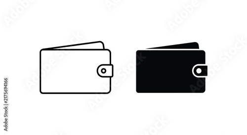 Wallet outline and solid silhouette on a white background
