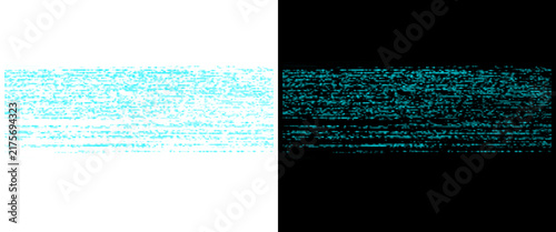Digital glitch texture set, cyan static noise on white and black backgrounds, abstract electronic distortion pattern for graphic design