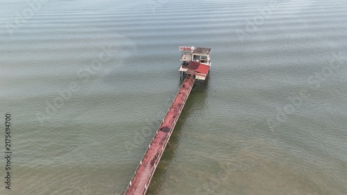 Aerial View of Pier and Water Coastal Landscape Scenery