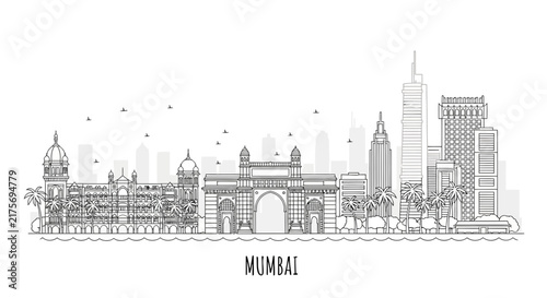 Mumbai Skyline Outline - Gateway of India Landmark