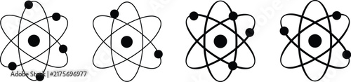 Foto Atom Model Structure with Electrons Science Physics Icon Set Vector for Educatio