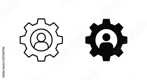 User profile gear icon two versions in black and white