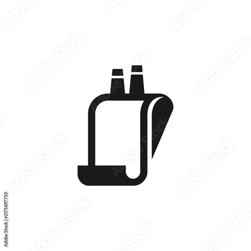 Minimalist logo icon of a factory chimney on a paper scroll.