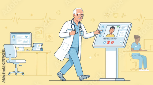 Doctor using futuristic medical technology display, digital health concept
