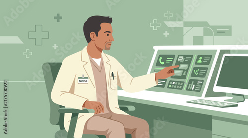 Doctor Using Futuristic Medical Interface, Health Technology Concept