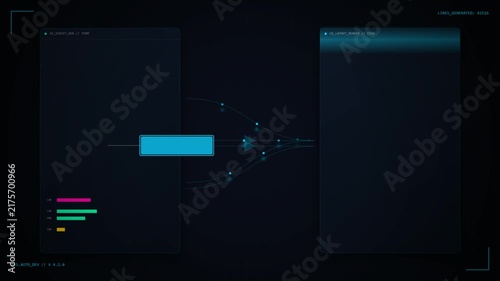 Futuristic UI HUD Interface with Data Processing and Graphic Elements