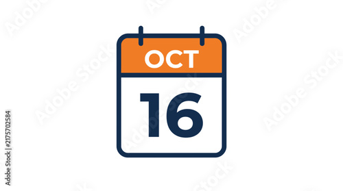 Calendar Page Icon Showing October 16th Date
