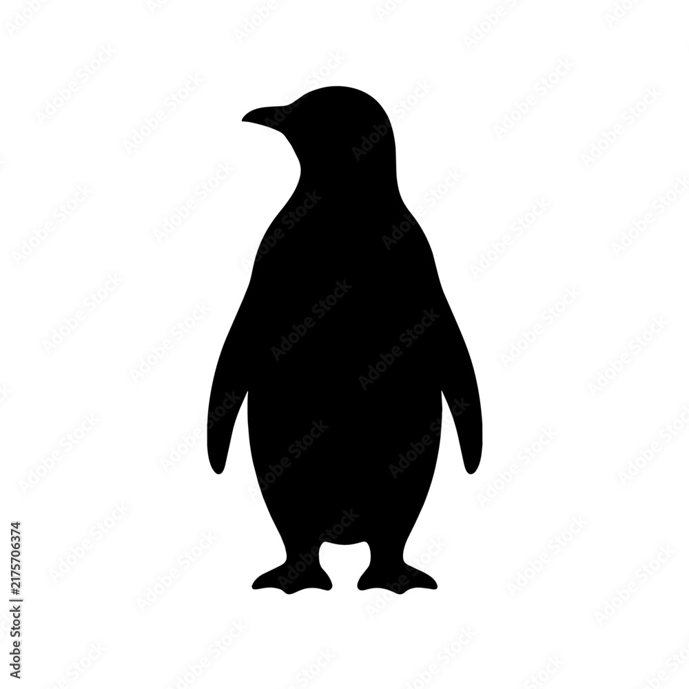 Fototapeta premium Black silhouette of a penguin isolated on white background