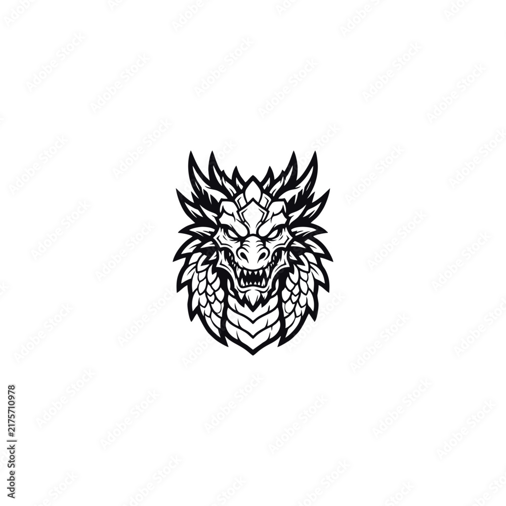 Fototapeta premium Fierce dragon head vector illustration for modern gaming sports mascot