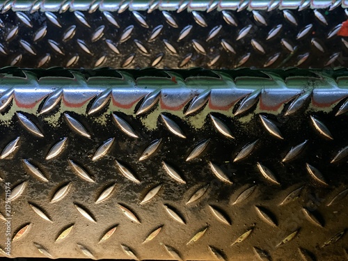 Black Diamond Plate Metal Texture with Reflective Industrial Surface