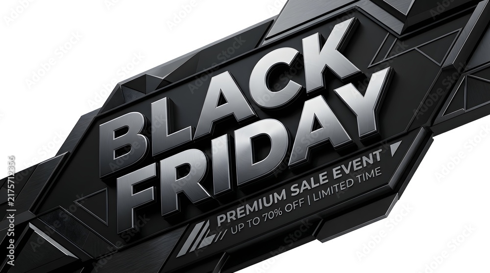 Fototapeta premium Black friday dark metallic premium sale event promotional banner