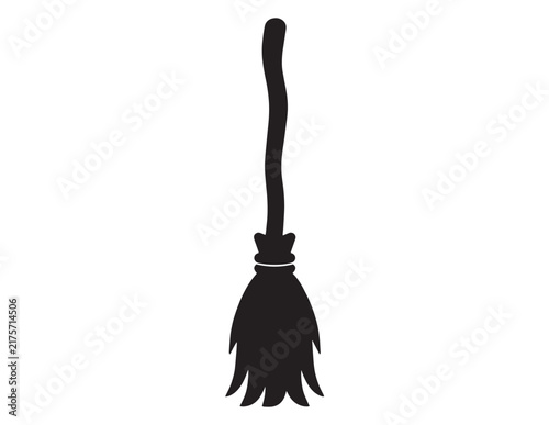 Photography Traditional witch broomstick silhouette vector icon isolated on white background