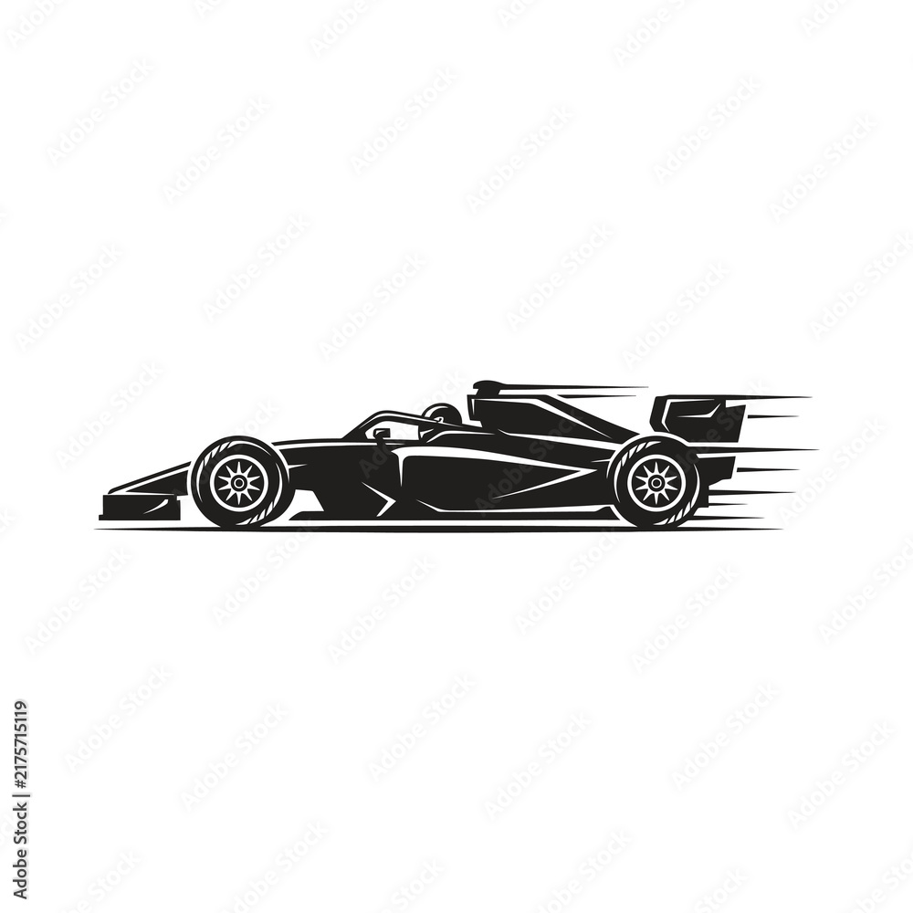 Naklejka premium Fast formula 1 race car motion motorsport silhouette vector