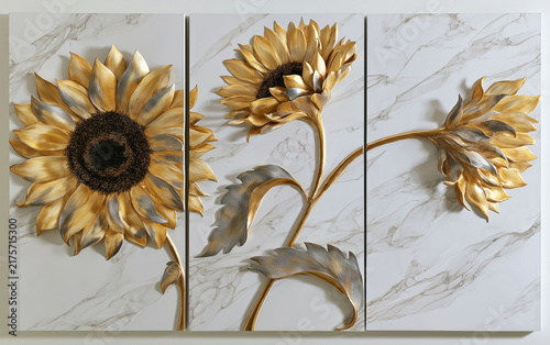 Elegant sunflower floral art print for home decor and interior design
