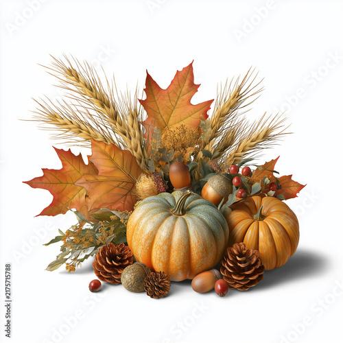 Autumn Thanksgiving Harvest with Pumpkins and Fall Decor