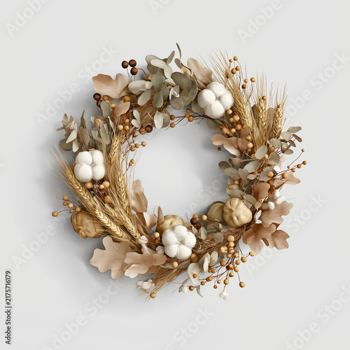 Elegant dried floral wreath for home decor or seasonal decoration