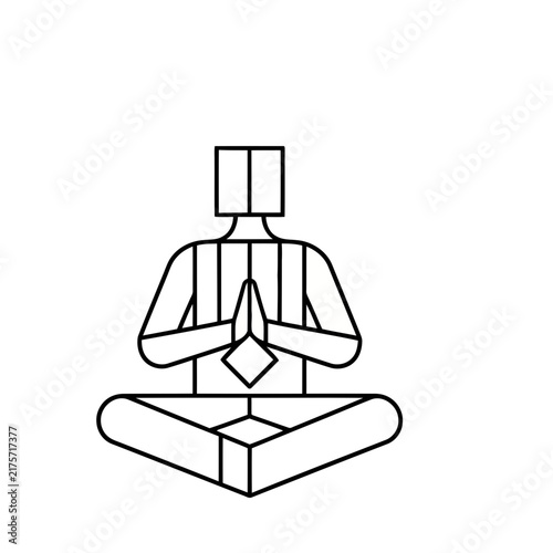 Stylized figure meditating in lotus pose