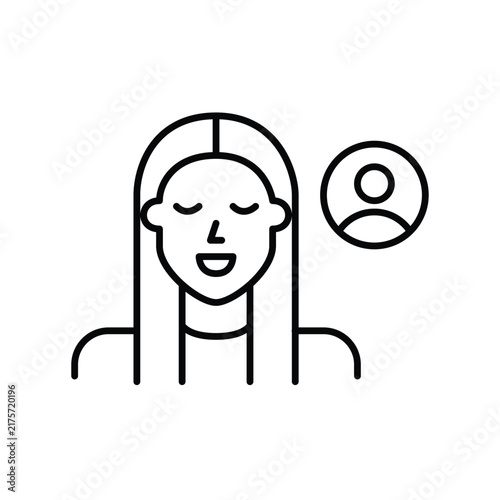 Personal women services, member benefits and avatar access. Pixel perfect, editable stroke vector icon