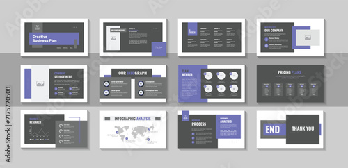 Business plan presentation clean pitch deck template for digital brand guidelines, company portfolio, corporate report, contemporary design layout and professional promotional poster design